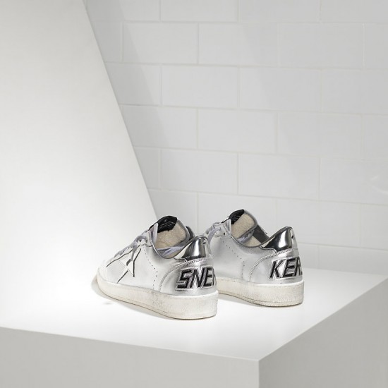 Women Golden Goose sneakers ball star leather in silver mirror