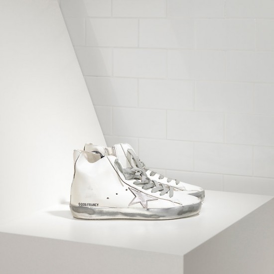 Men/Women Golden Goose sneakers francy sparkle white silver
