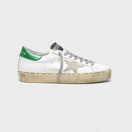 Men/Women Golden Goose hi star sneakers with laminated heel tab white green