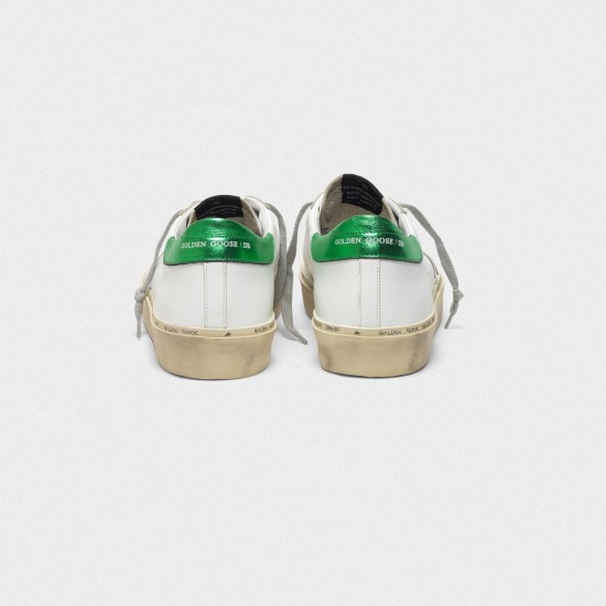 Men/Women Golden Goose hi star sneakers with laminated heel tab white green