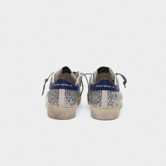 Women Golden Goose hi star sneakers with glitter white star and leopard print laces