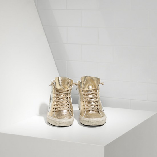 Men/Women Golden Goose sneakers slide in pelle white gold star