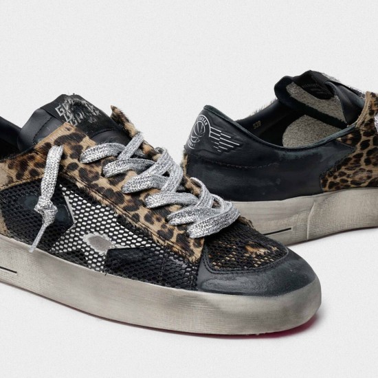 Women Golden Goose leopard print stardan sneakers with fuchsia sole
