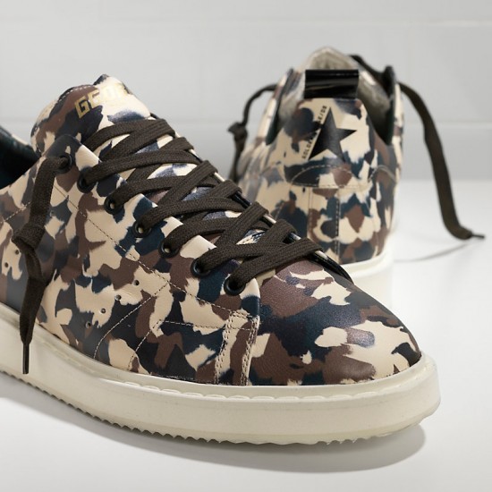 Men Golden Goose starter sneakers in calf leather camouflage