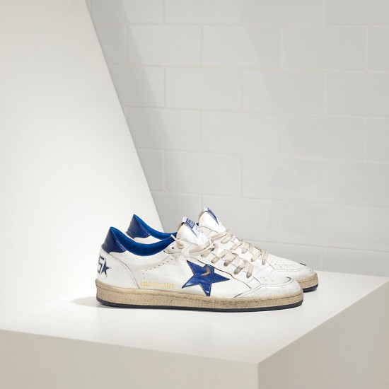 Men Golden Goose sneakers superstar in blue star logo white leather