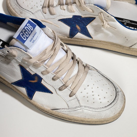 Men Golden Goose sneakers superstar in blue star logo white leather