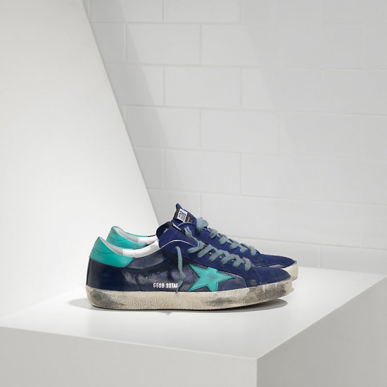 Men Golden Goose sneakers superstar in ny leather blue sude