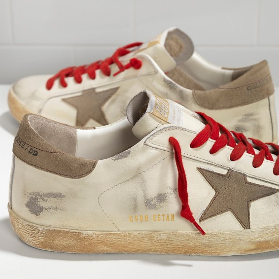 Men Golden Goose sneakers superstar in white red lace