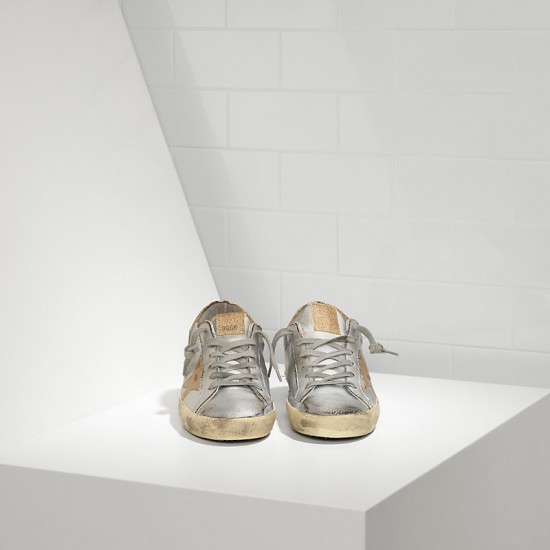 Men/Women Golden Goose superstar sneakers with leather star silver gold