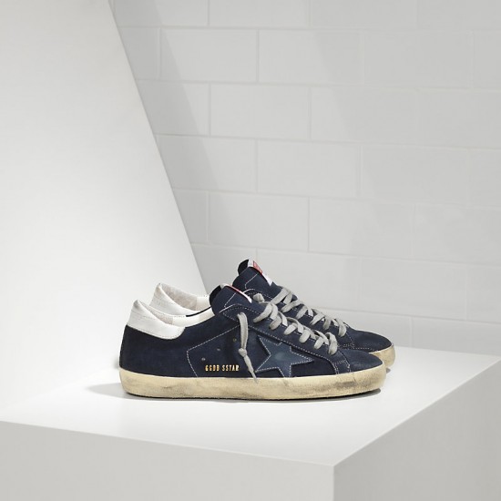 Men Golden Goose superstar sneakers in suede and leather star blue