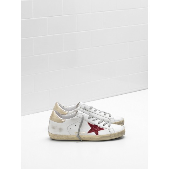 Men/Women Golden Goose superstar sneakers leather in red star white