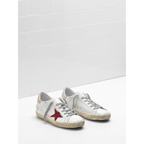 Men/Women Golden Goose superstar sneakers leather in red star white