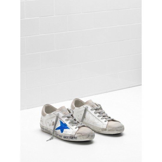 Men/Women Golden Goose superstar sneakers openwork star blue star logo
