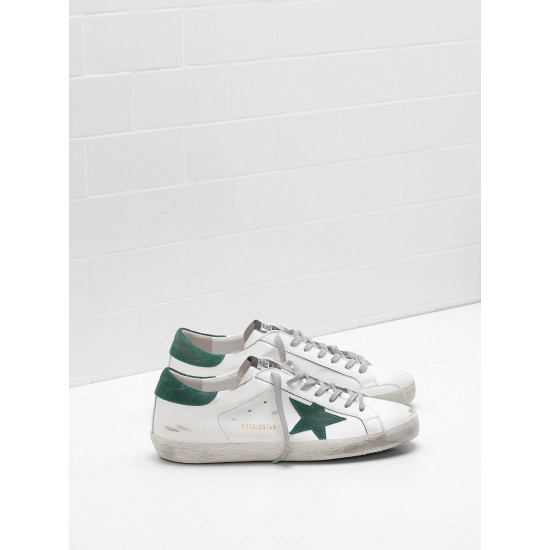 Men/Women Golden Goose superstar sneakers leather star in green star