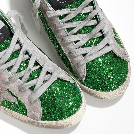 Women Golden Goose sneakers superstar emerald green glitte