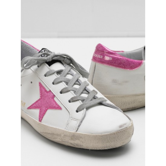 Women Golden Goose superstar sneakers leather glitter star coated in pink star