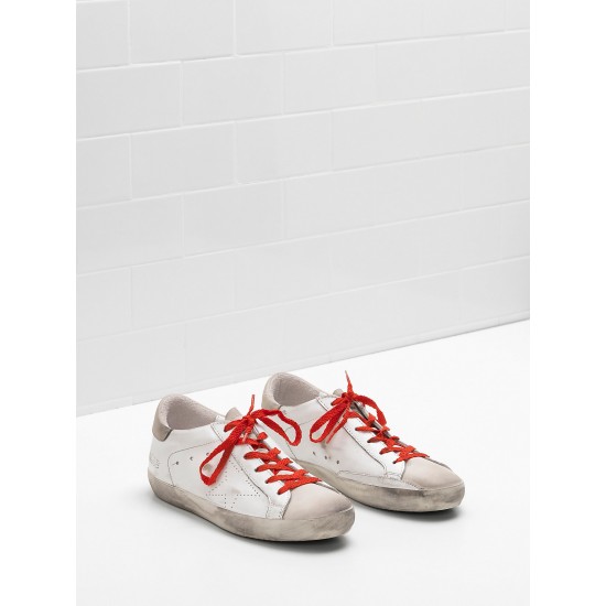 Women Golden Goose superstar sneakers leather openwork star red lace